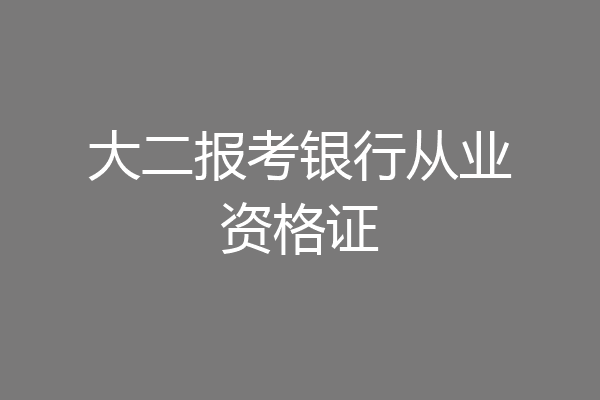 大二报考银行从业资格证