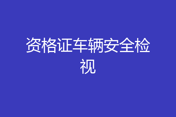 资格证车辆安全检视