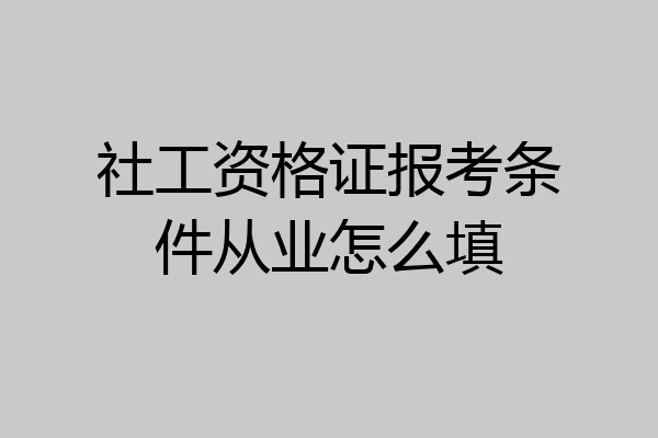 社工资格证报考条件从业怎么填