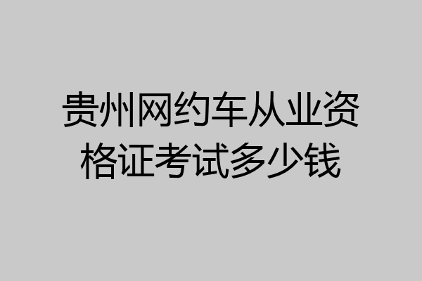 贵州网约车从业资格证考试多少钱