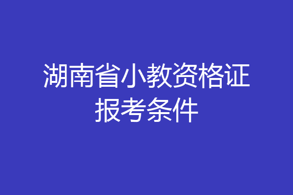 湖南省小教资格证报考条件