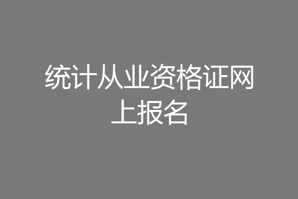 统计从业资格证网上报名