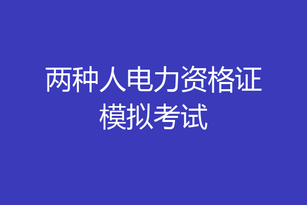 两种人电力资格证模拟考试