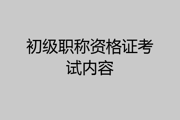 初级职称资格证考试内容
