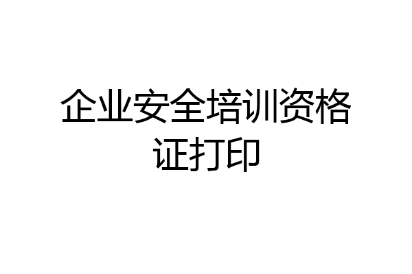 企业安全培训资格证打印