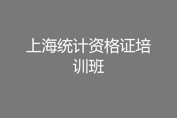上海统计资格证培训班