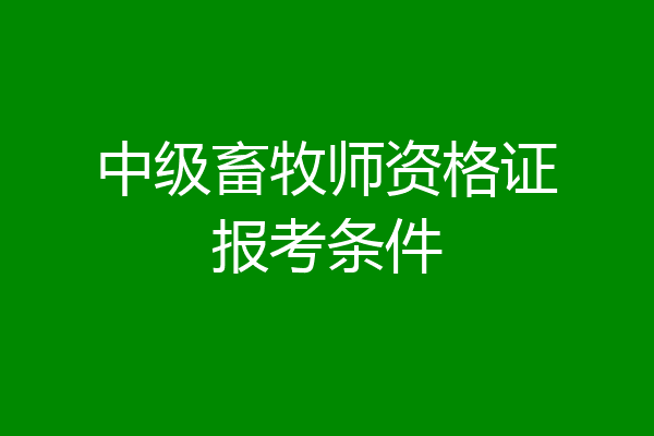 中级畜牧师资格证报考条件