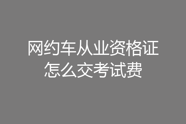 网约车从业资格证怎么交考试费