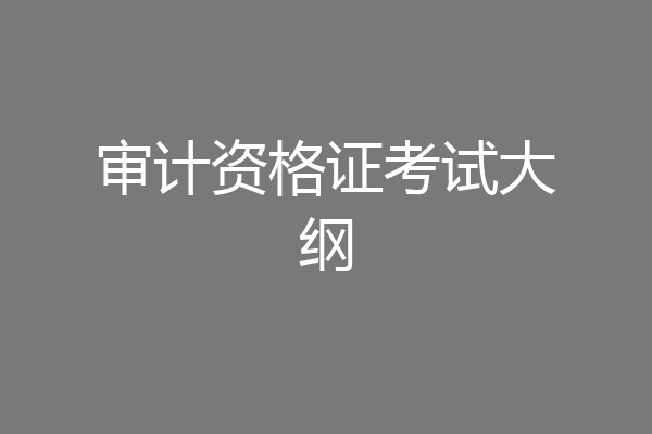 审计资格证考试大纲