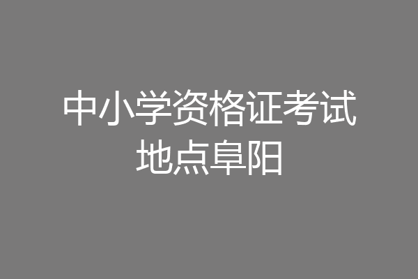 中小学资格证考试地点阜阳