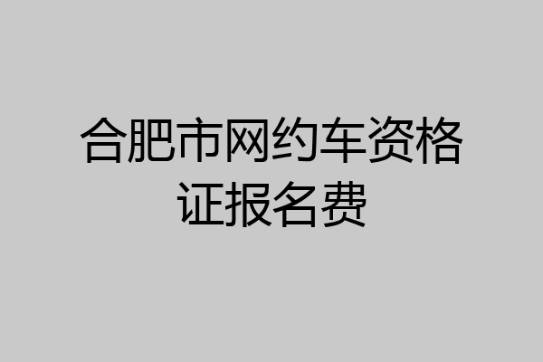 合肥市网约车资格证报名费