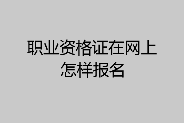 职业资格证在网上怎样报名