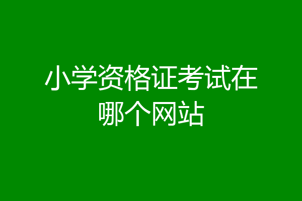 小学资格证考试在哪个网站
