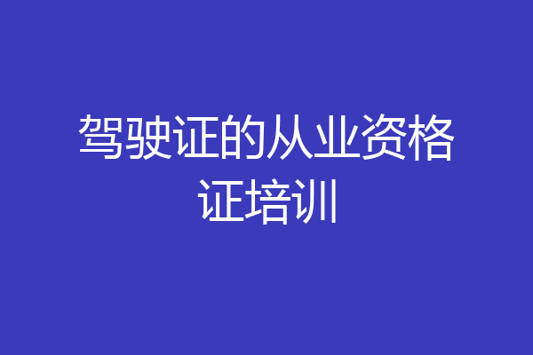驾驶证的从业资格证培训