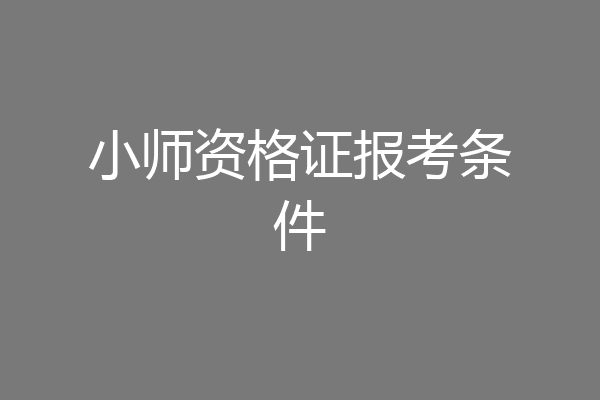 小师资格证报考条件