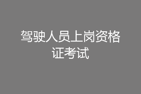 驾驶人员上岗资格证考试