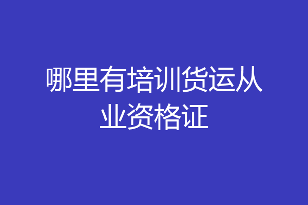 哪里有培训货运从业资格证