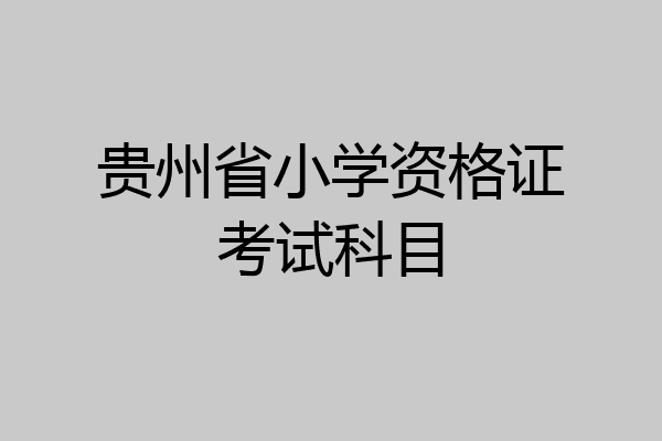 贵州省小学资格证考试科目