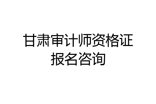 甘肃审计师资格证报名咨询