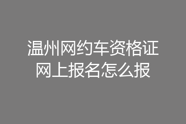 温州网约车资格证网上报名怎么报