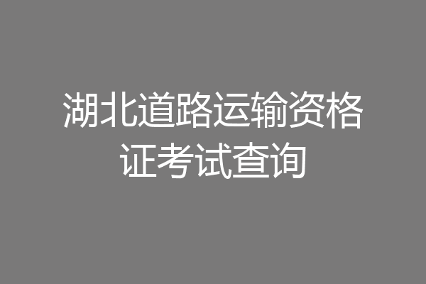 湖北道路运输资格证考试查询