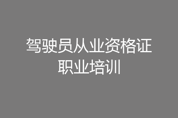 驾驶员从业资格证职业培训