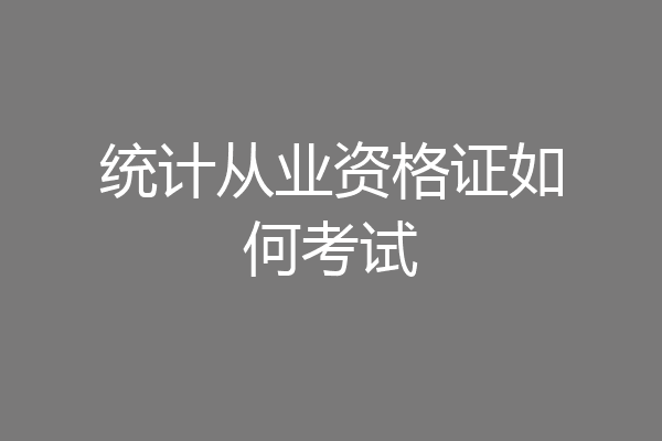 统计从业资格证如何考试