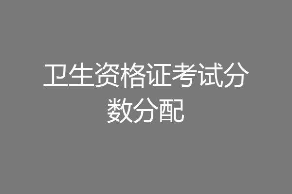 卫生资格证考试分数分配
