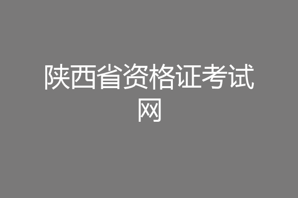 陕西省资格证考试网