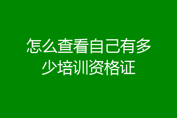 怎么查看自己有多少培训资格证