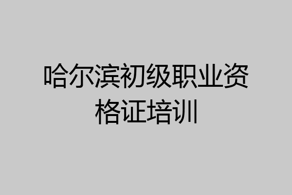 哈尔滨初级职业资格证培训