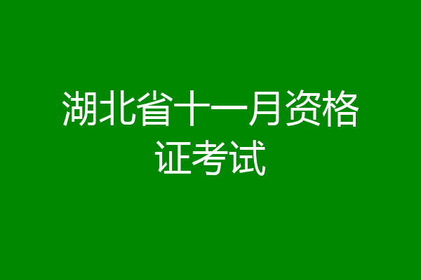 湖北省十一月资格证考试