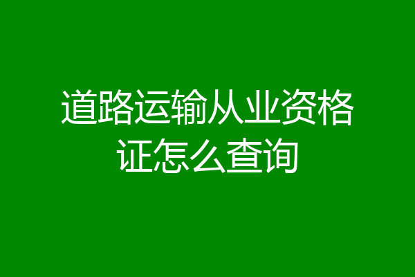 道路运输从业资格证怎么查询