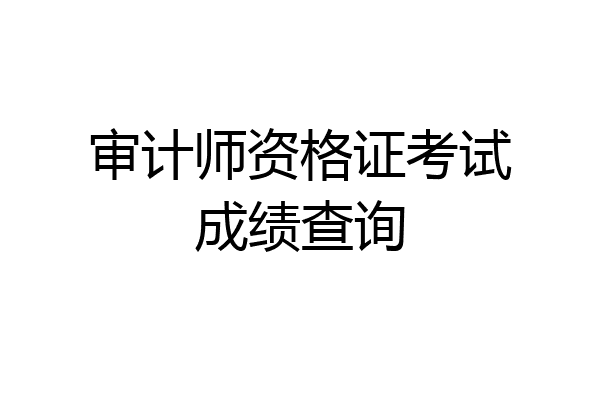 审计师资格证考试成绩查询