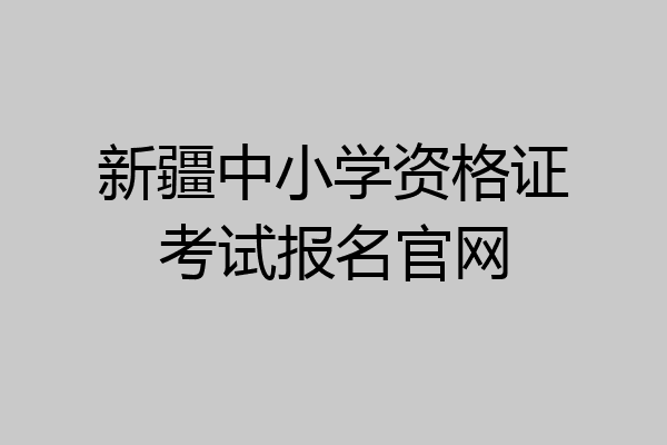新疆中小学资格证考试报名官网