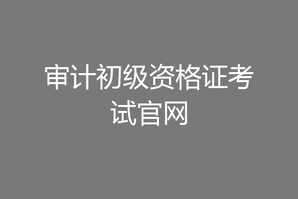 审计初级资格证考试官网