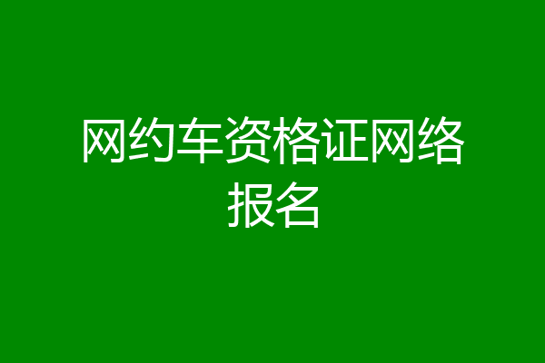 网约车资格证网络报名