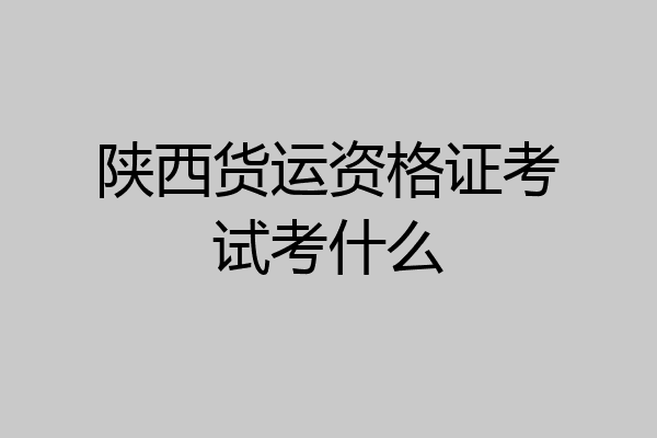 陕西货运资格证考试考什么