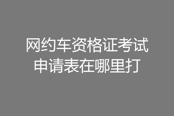 网约车资格证考试申请表在哪里打