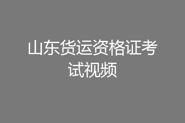 山东货运资格证考试视频