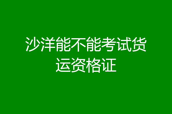 沙洋能不能考试货运资格证