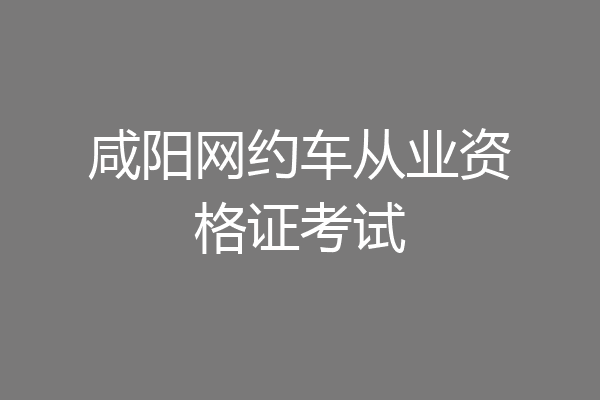 咸阳网约车从业资格证考试
