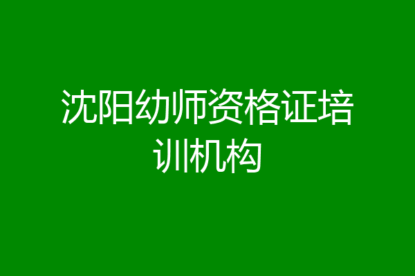 沈阳幼师资格证培训机构
