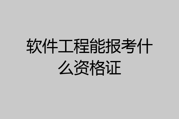 软件工程能报考什么资格证
