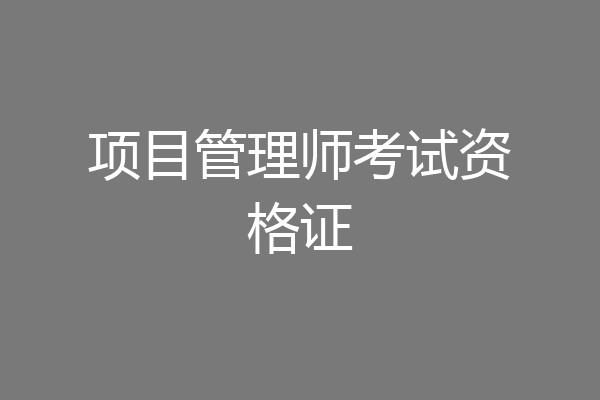 项目管理师考试资格证