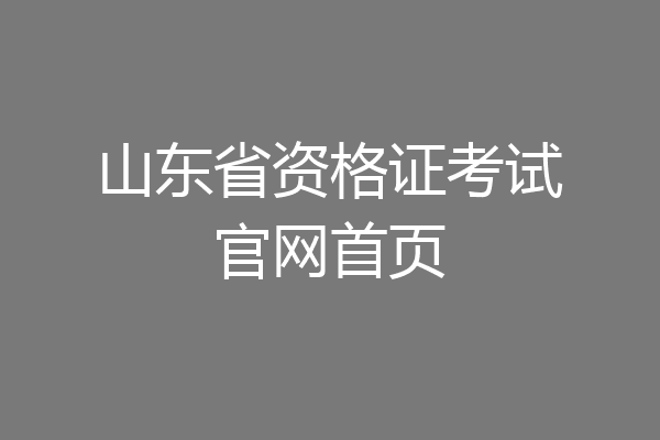 山东省资格证考试官网首页