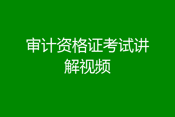审计资格证考试讲解视频