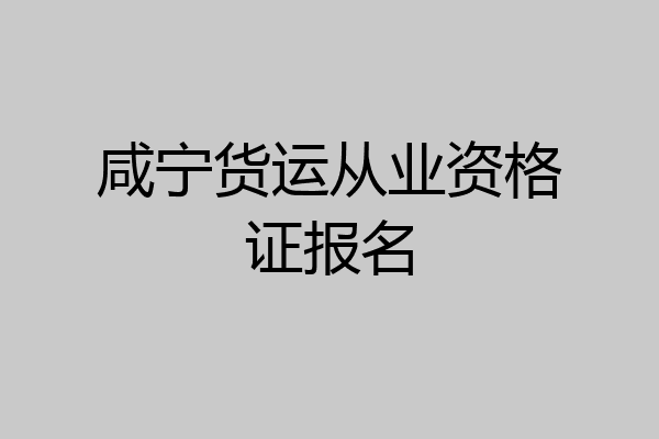 咸宁货运从业资格证报名