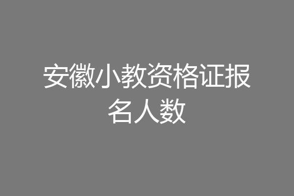 安徽小教资格证报名人数