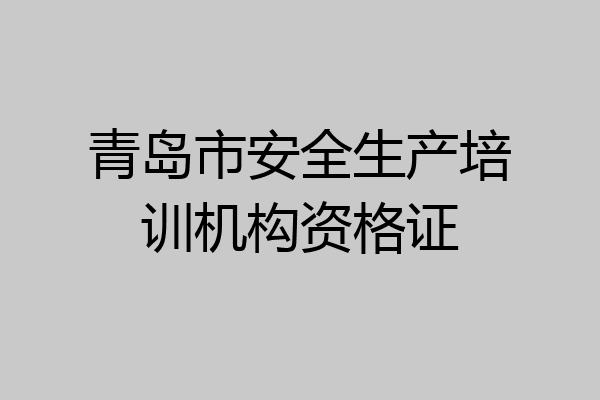 青岛市安全生产培训机构资格证